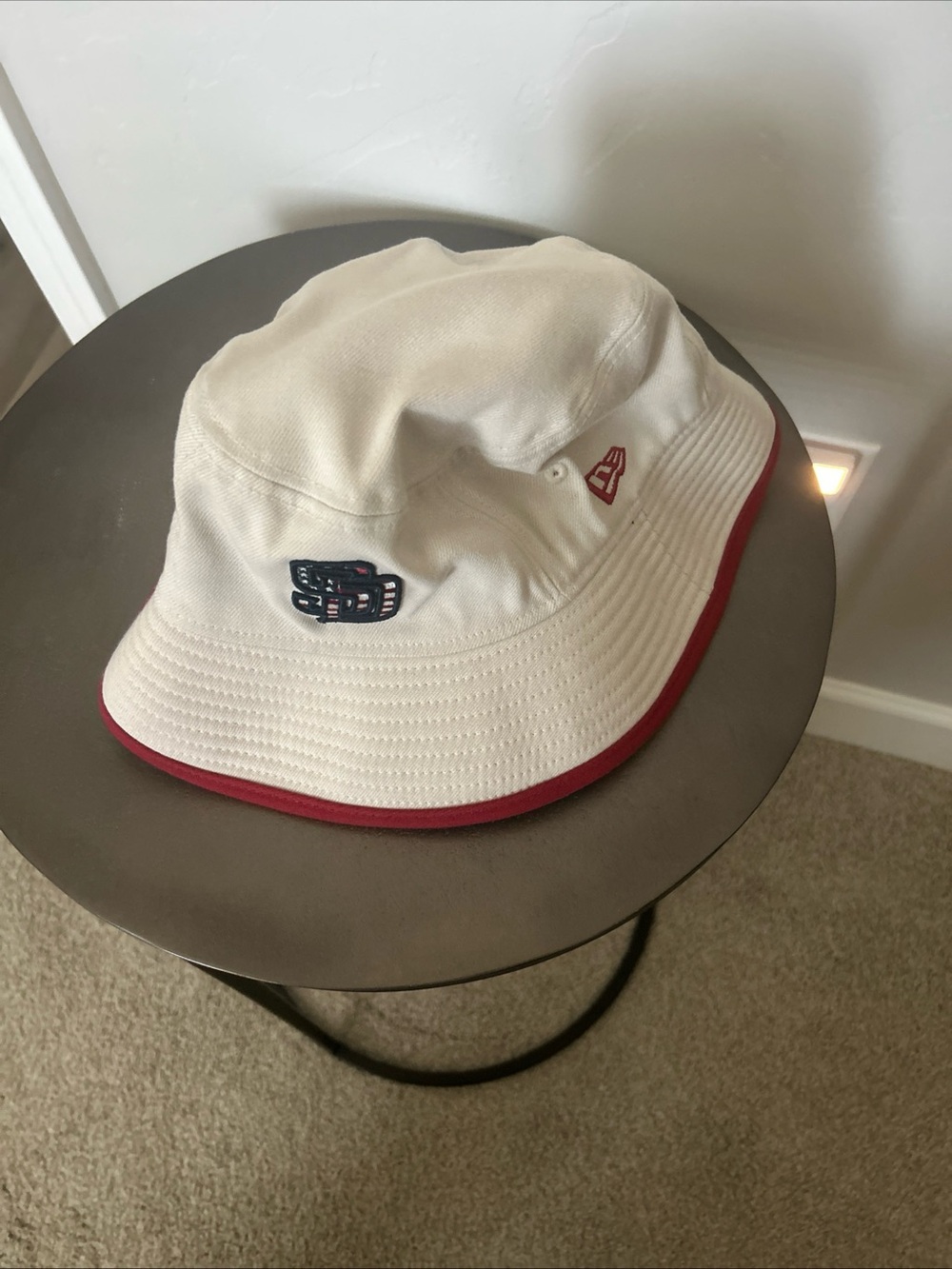 New Era White Bucket Hat with Red Trim San Diego Padres 2024